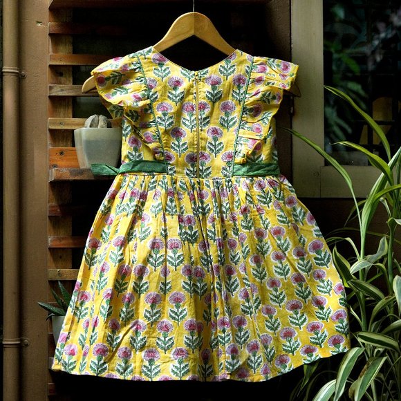 (New) Yellow and Green  Spring/Summer 100% Cotton Dress - Picture 3 of 4